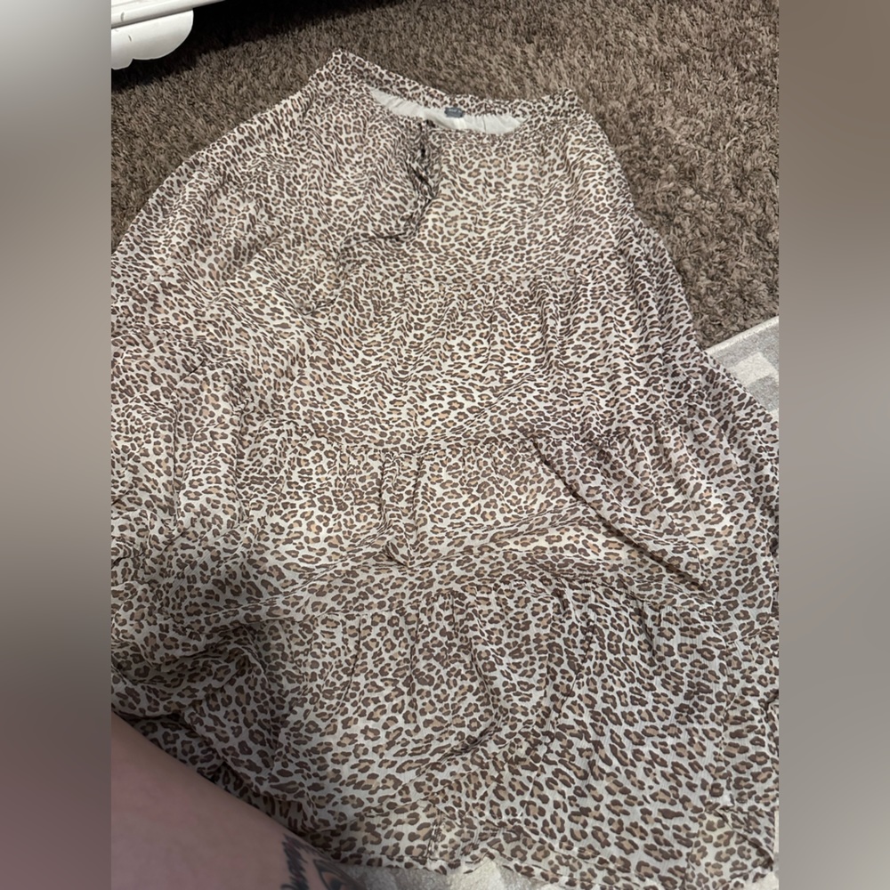 Aerie layered cheetah maxi skirt with tie